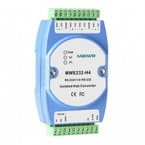 MWE232-H4, 1xRS232 den 4xRS232 ye, İzolasyonlu HUB